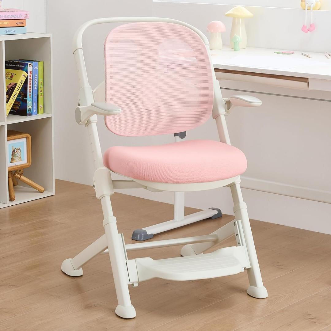 ERIYA Kids Desk Chair,Ergonomic Chair: Breathable Mesh Back (Pink), 22.83 in x 26.77 in x 36.61 in