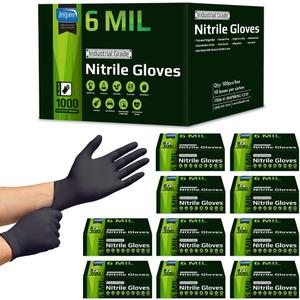 Inspire HEAVY DUTY 6Mil ORIGINAL Quality Stretch Nitrile Black Gloves Disposable Latex Free, Medical, Food, Mechanic Tattoo (Medium)