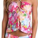 La Blanca Women's Bandeau Tankini Swimsuit Top (10, Bright Pink//Expressive Garden)