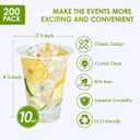 Lilymicky 200 Pack 10 oz Clear Plastic Cups, PET Disposable Drinking Cups Perfect for Birthday Parties, Ceremonies, Events