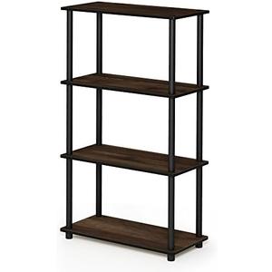 Furinno Turn-N-Tube 4-Tier Multipurpose Shelf Display Rack, Round Tubes, Columbia Walnut/Black