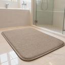 AREDO Thick Memory Foam Bathroom Mat, Soft Absorbent Polyester Bath Rug Quick Dry, Non Slip Shower Floor Rugs with Rubber Backing, Machine Washable (Brown, 24" x 16")
