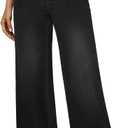 Women's Wide Leg Jeans High Waisted Stretchy Denim Pants Elastic Waist Pull On Sweatpant Jeans Trendy Baggy Loose (Large, Black)