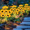 Solar Lights Outdoor Garden Decor, Pack of 4 with 24 Sunflower Lights, Solar Flowers Lights Waterproof, Birthday Gifts for Mom Women Grandma, Outside Decorative Stakes Light for Landscape Yard Patio Lawn