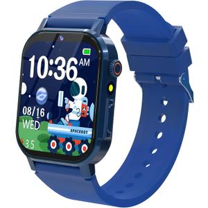 Kids Smart Watch Boys Age 3-12, Smart Watch for Kids with 32 Games HD Touch Screen Camera Video Alarm Music Audiobooks Pedometer Flashlight 12/24 hr Toys Birthday Gifts for Boys Ages 5 6 7 8 9 10 (Blue)