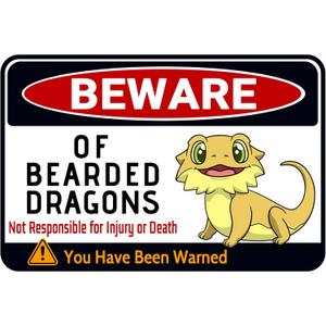 Beware of Bearded Dragons Sign - Fun Tank Accessory and Decor for Bearded Dragon Enthusiasts | Humorous Warning Sign for Reptile Room, 12" * 8" (036)