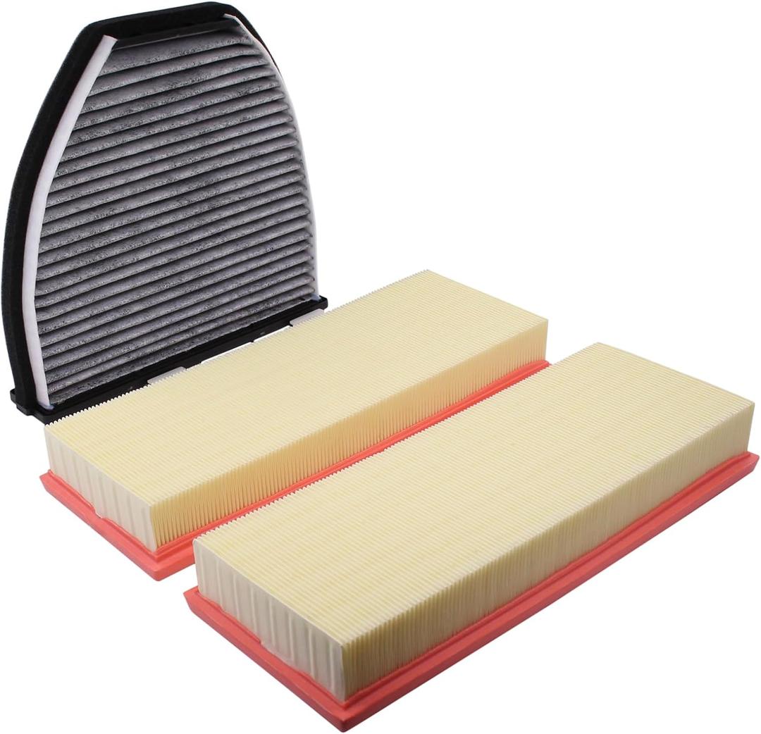 NewYall Engine Air Filter and Cabin Air Filter Kit for Mercedes C230 2.5L 2008-2009, C300 3.0L/3.5L 2008-2012, C350 3.5L 2008-2013, E350 3.5L/E550 5.5L 2010-2011, GLK350 3.5L 2010-2012