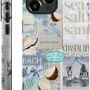 Case Compatible with iPhone 16 Pro,Fall Prevention Hybrid 2-Layer Hard Shell Cases for Girls Boys,Beach Coast Collage