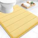 OLANLY Memory Foam Toilet Rugs U Shaped 24x20, Super Soft Absorbent Contour Bath Rugs, Quick Dry, Machine Washable Toilet Mat, Bathmat Floor Carpet, Bathroom Home Decor Accessories, Yellow