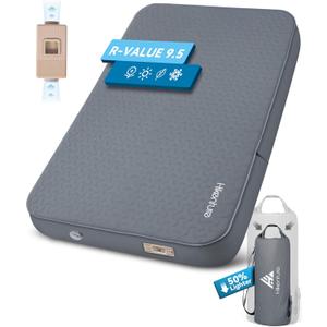 Hikenture 4" Thick Self Inflating Sleeping Pad, Foam & Air Camping Mattress, 9.5 R-Value Insulated Sleeping Mat, Portable All Season Camping Pad for Tent, Car, Cot, Truck (Full (80"53"))