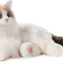 Chongker Interactive Companion Robot Cat Pets, Handmade Weighted Stuffed Animals, Cat Plush Toy with Voice Response, Realistic Heartbeat and Purring, Ragdoll Cat