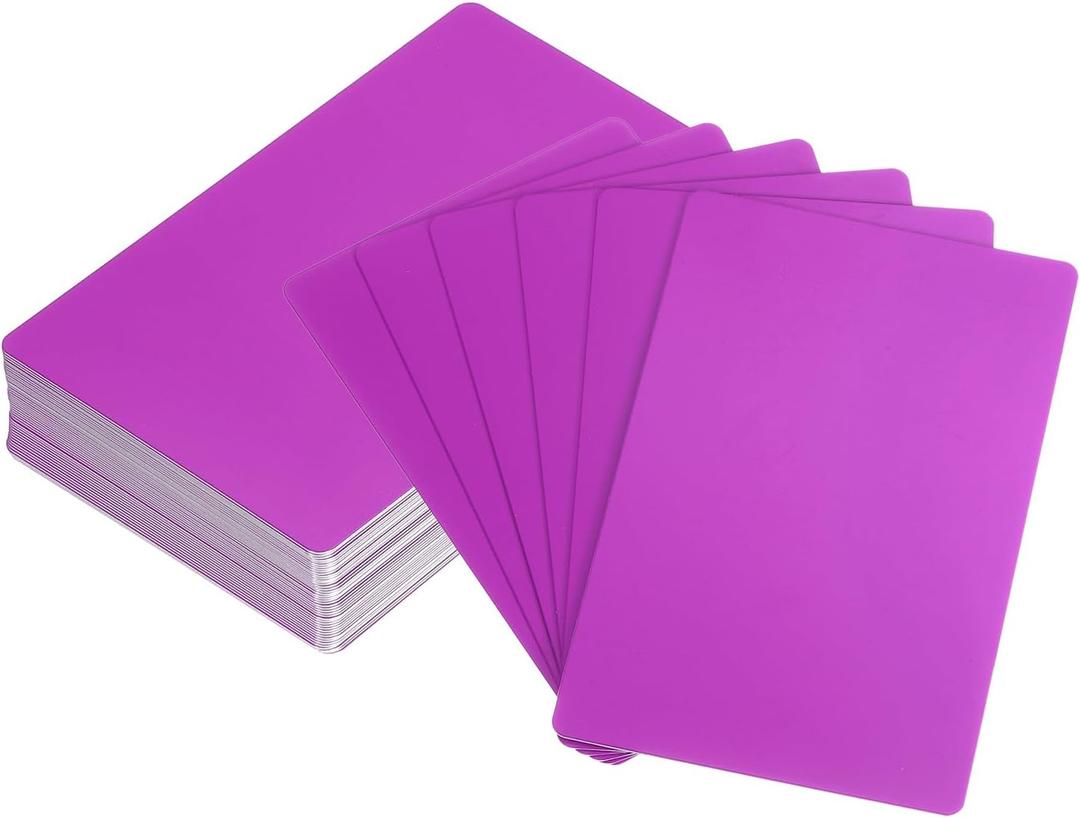 uxcell 100Pcs Blank Metal Business Cards 86 x 54 x 0.45mm Aluminum Sheet Name Card for Laser Engraving DIY Cards, Purple