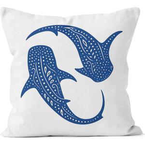 Blue Whale Shark Coastal Beach Pillow Covers 18x18, Ocean Beachy Room Decor, Nautical Ocean Animal Decorative Throw Pillow Covers for Couch Sofa Beach Bedroom House Cabin Home