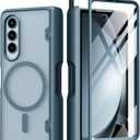 MOBOSI Magnetic for Samsung Galaxy Z Fold 4 Case, Compatible with Magsafe, Built-in Hinge Protection & Front Screen Protector Full Body Rugged Phone Case for Z Fold4 with S Pen Slot, Light Green