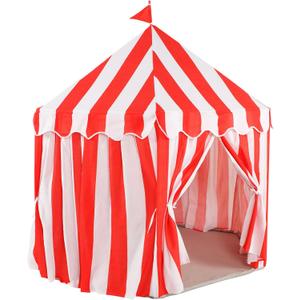 Vincreem Large Kids Play Tent 55" x 53" Playhouse Red and White Stripe Tent for Carnival Circus Party Supplies for Toddler Play and Games Indoor and Outdoor Camping Activity Toys