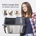 Booche Round High-Sided Stainless Steel Cat Litter Box,Stainless Steel Litter Box with Lid,Extra Large Box,Easy-to-Clean Metal Litter Pan for Cats