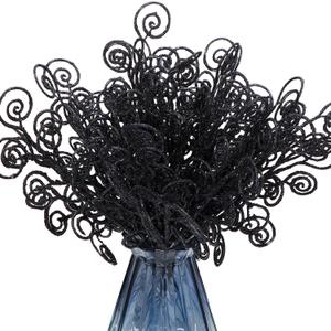 Ysleen 50 Pcs Glitter Tree Picks and Sprays Twigs Artificial Curly Stem Picks Ornaments 12 Inch Branches Sticks for Wreath Vase Fillers Gift Decoration(Black)