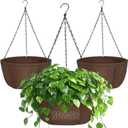 T4U Hanging Planter for Plants Outdoor 12 Inch, Fabric Pots 3 Pack | Breathable hanging grow bags with sturdy straps for flowers, herbs and vegetables; porch, patio, fence or garden decoration
