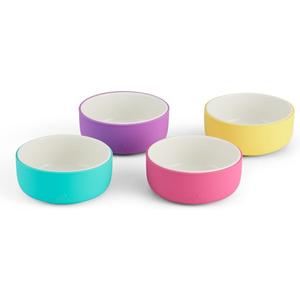 Elk and Friends Kids Porcelain Bowls with Silicone Sleeves | Suitable for Babies/Toddlers | Microwave & Dishwasher Safe | Non Slip Dinnerware | Snack Dishes | 4 Pack