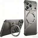 for iPhone 17/16/15/14/13promax Mobile Phone Case Creative Skeleton Z-Shaped Anti-Fall Heat Dissipation Metal Frameless Magnetic Bracket (Original Color, iPhone 16 Pro Max)