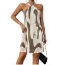 LIGHT DOT Women's Summer Dress Printed Halter Neck Mini Casual Pleated Sundress Party Date Outfit, size Small