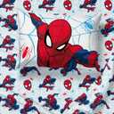 Jay Franco Marvel Spiderman Webtastic 4 Piece Toddler Size Bed Set  Super Soft Microfiber Bed Set Includes Toddler Size Reversible Comforter & Sheet Set Bedding (Official Marvel Product)