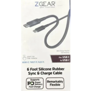 6 Foot Silicone Rubber Sync & Charge Cable For USB B To USB C
