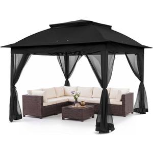 COOS BAY 11x11 Pop Up Gazebo with Mesh Netting, Instant Outdoor Canopy Tent, Water Resistant Shelter with UPF 50+ UV Protection, 121 Sq Ft Coverage, Black