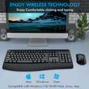 Wireless Keyboard and Mouse Combo, E-YOOSO 2.4GHz Full Sized Ergonomic Wireless Keyboard with Wrist Rest, 3 DPI Adjustable and 6 Buttons Cordless USB Mouse for Computer, Laptop, PC, Windows (Black)