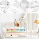 Subekyu 3 Tier Letter Tray Paper Organizer with Handle, 1 PC Sliding Tray, White Metal Mesh Desk File Folder Paper Sorter Organizer for Home Office School Desk Supplies Organization Storage