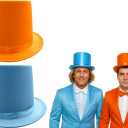 Nicky Bigs Novelties Adjustable Size Dumb Dumber Felt Top Hat Set for Adults Blue Orange Tall Tux Hats