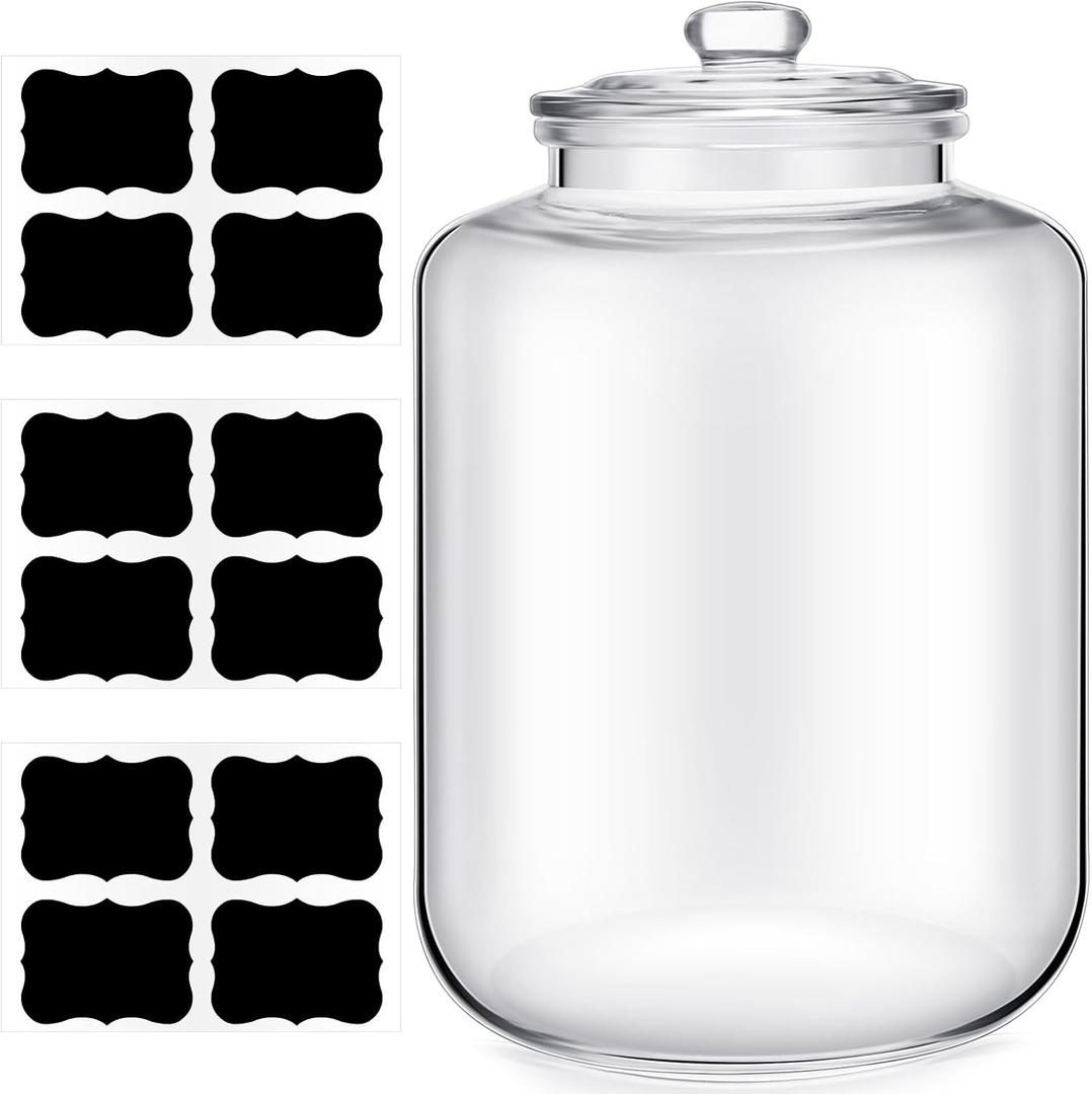 Yaomiao 4 Gallon Glass Jar with Lid Large Cookie Jar with Big Opening Airtight Food Storage Canister Canning Jars for Flour Sugar Dog Treats Pasta Candy Glass Containers with Lids for Kitchen Pantry