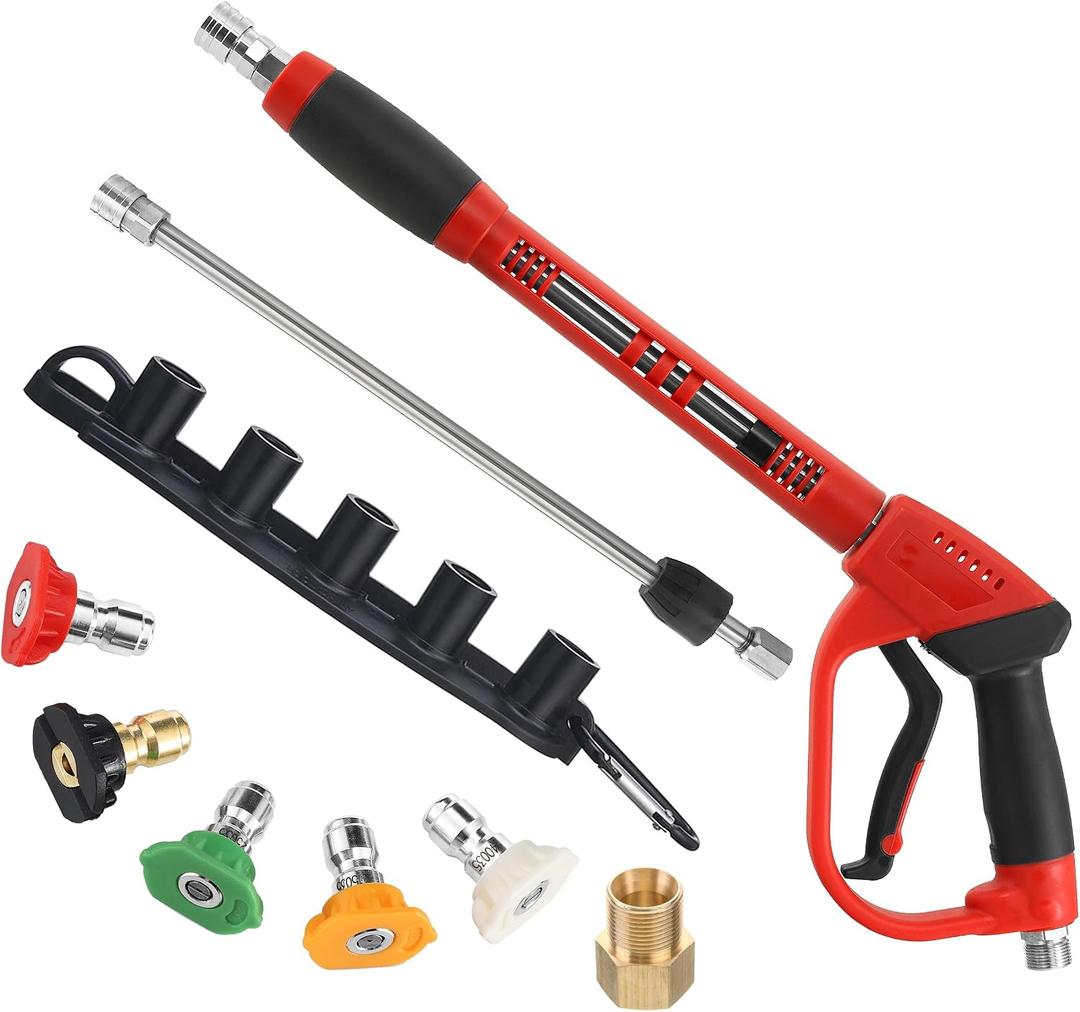 Tool Daily Deluxe Pressure Washer Gun, with Replacement Wand Extension, 5 Nozzle Tips, M22 Fitting, 40 Inch, 5000 PSI