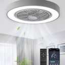 LEDIARY 20 Inch Low Profile Ceiling Fan with Light, Led Bladeless Ceiling Fans, Remote Control Enclosed Flush Mount Ceiling Fan with Timming, 3000-6000K, 6 Wind Speed, 3000LM, 57W-Grey (Gray)