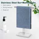Hand Towel Holder, T-Shape Hand Towel Stand for Bathroom, Hand Towel Rack Bar Standing for Vanity Kitchen Countertop, 304 Stainless Steel, Marble Base (Chrome)