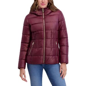 kensie Women's Outerwear Mid-length Puffer Jacket (Silver, XL)