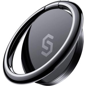 Syncwire Cell Phone Ring Holder Stand, 360 Degree Rotation Finger Ring Kickstand Polished Metal Phone Grip for Magnetic Car Mount (1 Pack, Black)