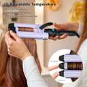 32mm (1.25") Mermaid Beach Waves Curling Iron, Aima Beauty Big Hair Waver 3 Barrel Iron with Adjustable Temperature, Durable, Heats Up Quickly (Purple)