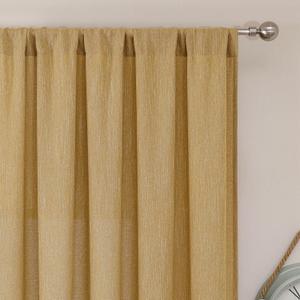 Simplebrand Gold Faux Linen Textured Semi Sheer Curtains 108 Inches Long 2 Panels for Living Room, Privacy Extra Long Light Filtering Farmhouse Thick Window Drapes for Large Window, 50 x 108 Inch