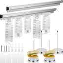 Henoyso 6 Pcs 24 Inch Ticket Holder for Restaurant Set Including 2 Aluminum Slide Check Rack and 4 Receipt Holder Silver Display Rail Spike Bill Orders Check Spindle for Kitchen Office Cafes Bar