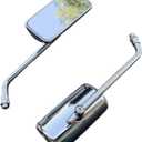 Motorbike Side Mirrors 10mm Universal Motorcycle Retro Rectangle Metal Motorcycle Rearview Side Mirrors Chrome Accessories Motorcycle Mirrors(Chrome)