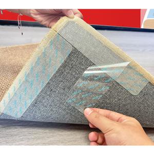 Rug Non Slip Grippers, 12pcs Large Carpet Tape Pads Removable, Strong Adhesive Without Residue, Double Sided Rug Carpet Tape Strips