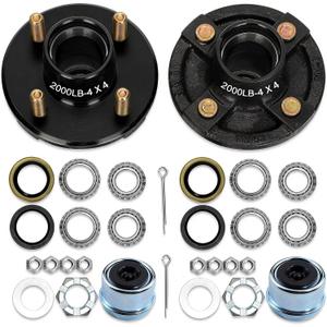 2 Sets 4 Lug Trailer Hub Kit for 2000 Lbs4 Lug Trailer Wheel Hub Fit 1" and 1-1/16" Trailer Straight Spindles, 4 * 4" Trailer Axle Kit, Boat Trailer Hubs 4 Lug(only for Straight Spindle)