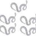5PCS Hot Fix Rhinestones Applique, Silver Snake Shaped Rhinestone Iron On Patch Hot Fix Applique for Dresses Wedding Gowns Belts Bags Hats Garments (8cm x 17cm)