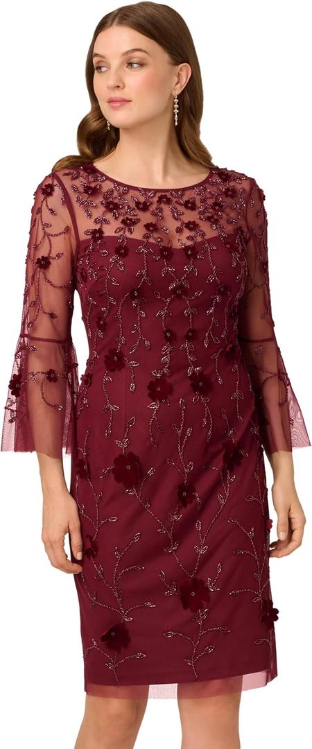 Adrianna Papell Women's Bead Velvet Sheath Dress Size 6 (Red)