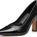 Trary Heels for Women Closed Pointed Toe Chunky Pumps Shoes Women Block High Heels Comfortable Slip-On Dress Office Party Wedding Shoes 3.54" Heel 8.5