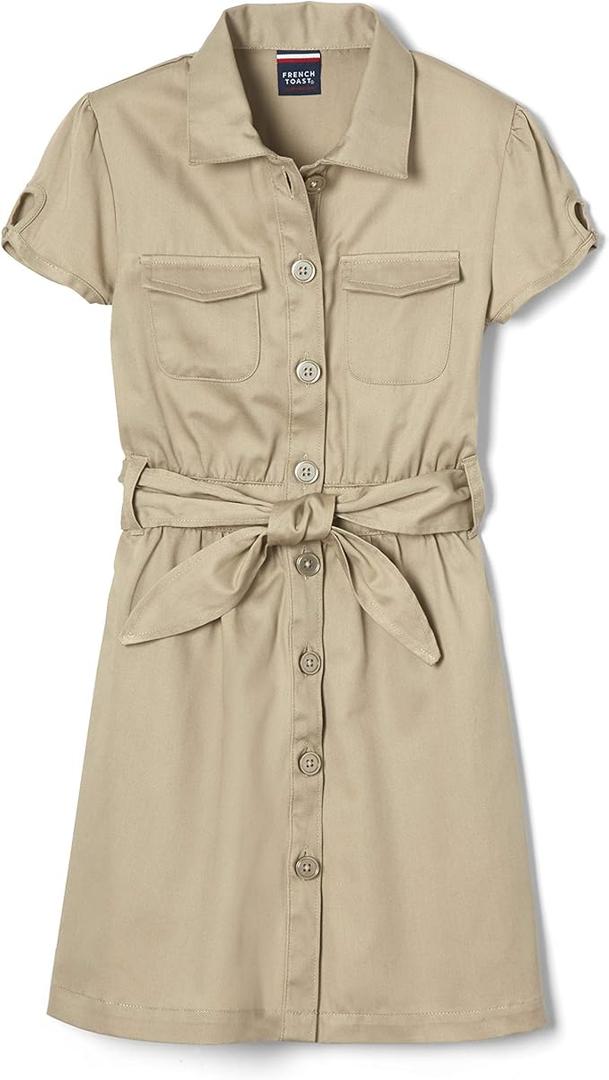 French Toast Girls' Short Sleeve Safari Dress Size 10
