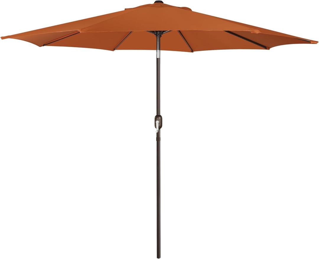 Blissun 9' Outdoor Patio Umbrella, Outdoor Table Umbrella, Yard Umbrella, Market Umbrella with 8 Sturdy Ribs, Push Button Tilt and Crank (Rust)