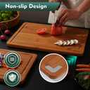 3 x Bamboo Cutting Board, Non Slip Wood Cutting Boards for Kitchen 3 Packs Holder and Over Sink Nice Solid Thick Durable Cutting Boards for Kitchen Large Small Vegetables Fruits Kitchen Gifts (Carbonized)
