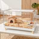 Larger Acrylic Transparent Hamster Cage - Small Animal Cage for Guinea Pig, Hedgehog,Dwarf Hamster, Rat,Mouse,Ferret, Sugar Glider and Bird,DIY Extendable & Stackable27.5" Lx16.9 Wx15.4 H